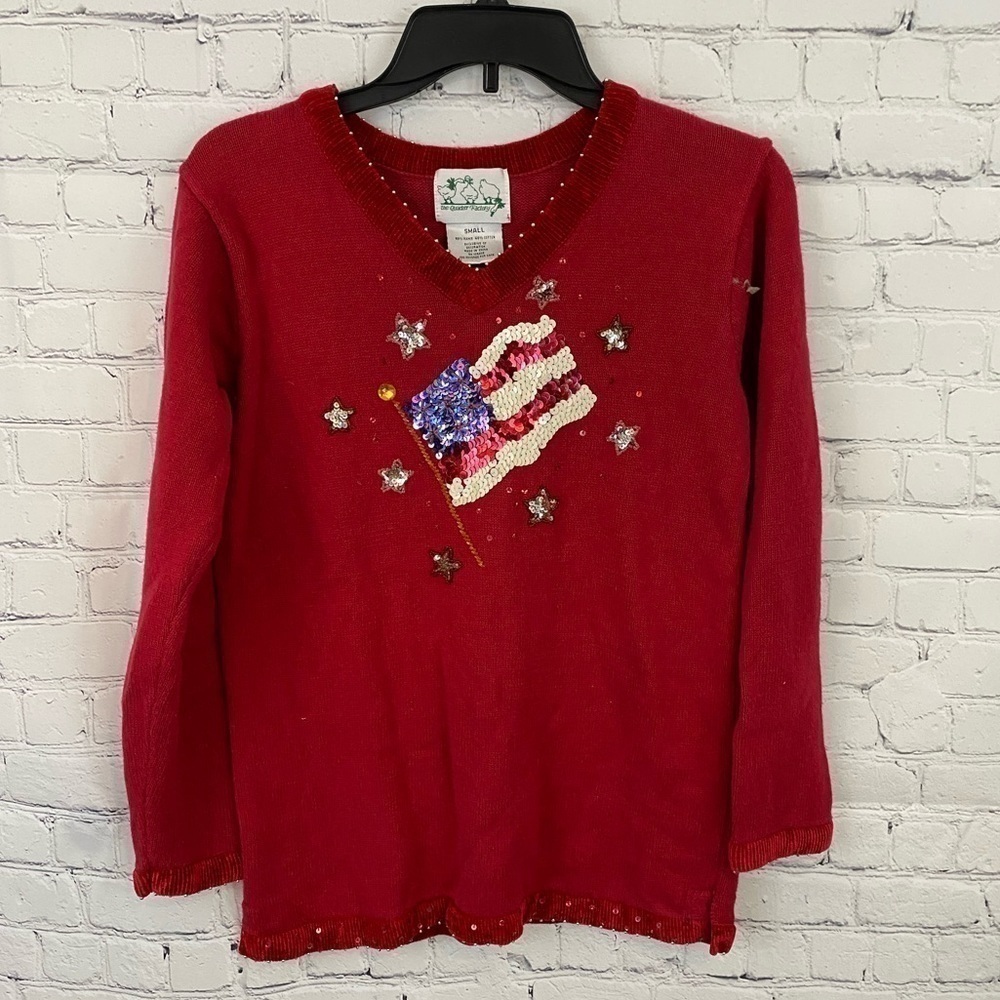 The Quaker Factory Sequin Flag Sweater small